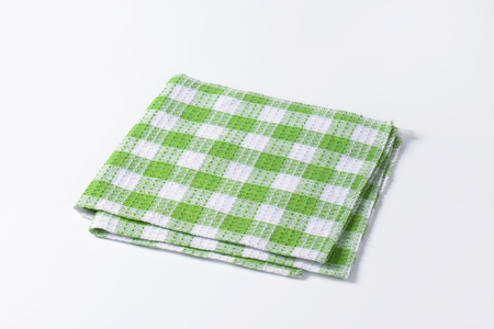 Checked green and white tea towelの写真素材