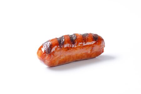 grilled sausage on white backgroundの写真素材