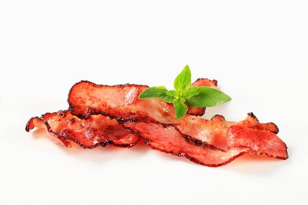 Strips of pan fried baconの写真素材