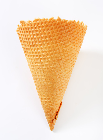 Waffle cornet on white backgroundの写真素材