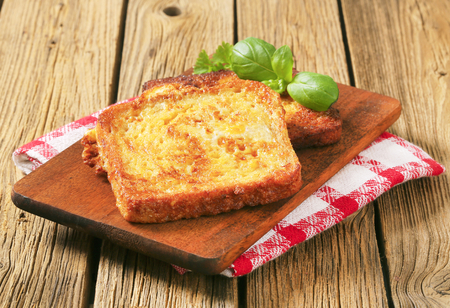 French toast - Bread soaked in beaten eggs and then friedの写真素材