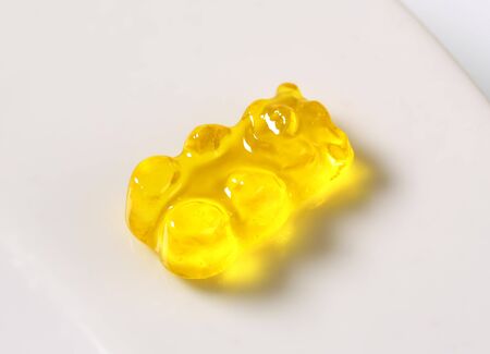 Yellow lemon gummy bear candyの写真素材