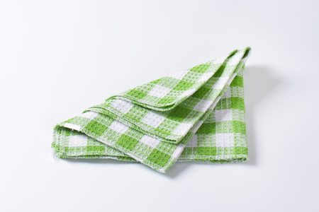 Checked green and white tea towelの写真素材