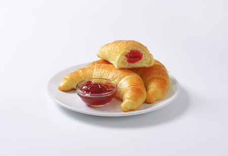 Crisp crescent rolls filled with jamの写真素材