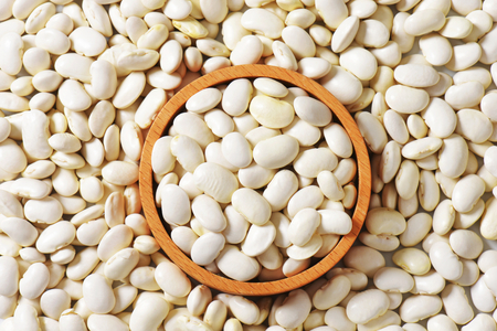 Bowl of raw Lima beans