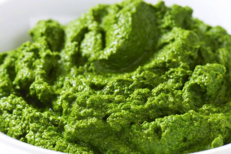 Bowl of homemade spinach puree