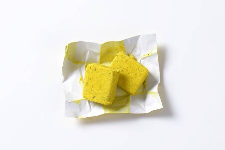 cubes of chicken flavored bouillonの写真素材