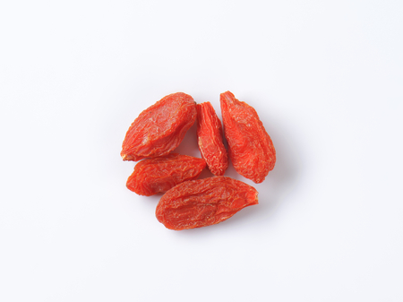 Dried goji berries on white backgroundの写真素材