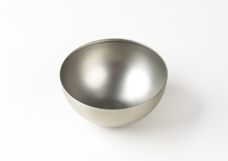 Empty deep metal mixing bowlの写真素材