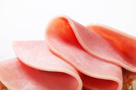 Slice of continental bread with hamの写真素材