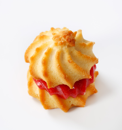 Spritz sandwich cookie with jam fillingの写真素材