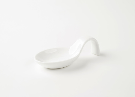 White porcelain one-bite appetizer spoonの写真素材