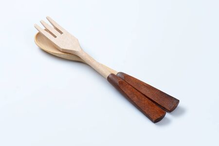 wooden fork and spoon or salad servers