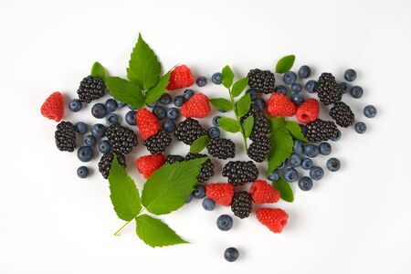 Fresh blueberries, blackberries and raspberriesの写真素材