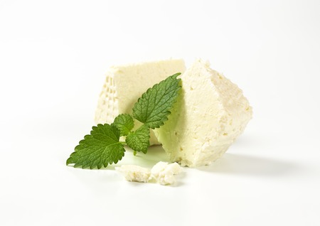 pieces of fresh curd cheeseの写真素材