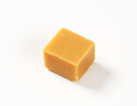 cube shaped chewy toffee candyの写真素材