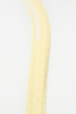 Coarse semolina flour on off-white backgroundの写真素材