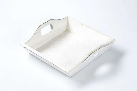 square white painted wooden tray