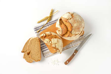 fresh crusty bread - whole loaf, half a loaf and slices
