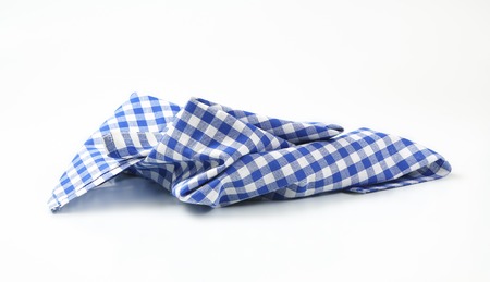 blue and white checkered cloth napkinの写真素材