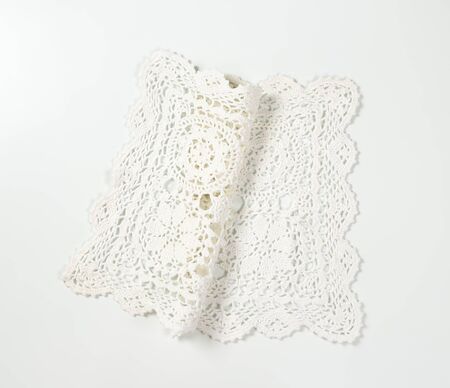 lace place mat on white backgroundの写真素材