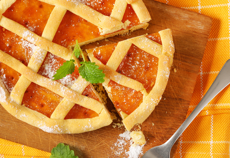 Crostata with marmalade or apricot jam fillingの写真素材