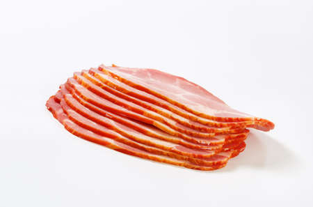 Thin slices of smoked pork neckの写真素材