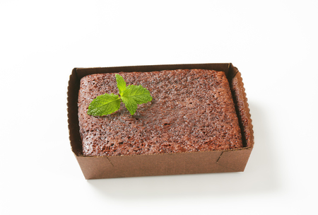 Brownie cake in paper food trayの写真素材