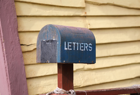 Old rusty letter box in Popeye village, Maltaの写真素材