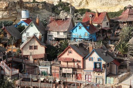 Popeye Village, also known as Sweethaven Village - a film set, Maltaのeditorial素材