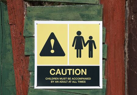Caution notice - Children must be accompanied by adultsの写真素材