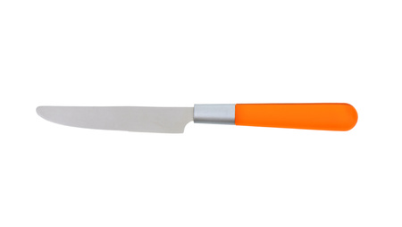 Clean table knife with orange handleの写真素材