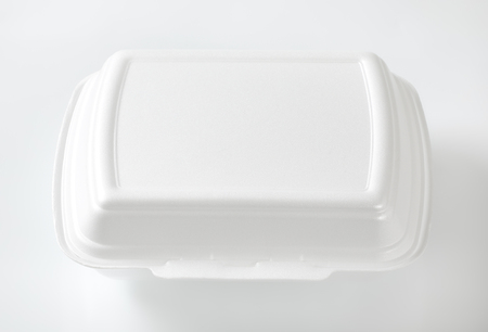 white polystyrene fast food box on white backgroundの写真素材