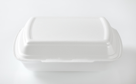 white polystyrene fast food box on white backgroundの写真素材
