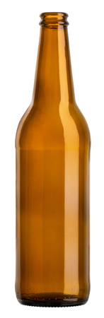 empty brown bottle standing on white backgroundの写真素材