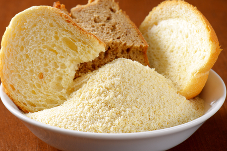 Stale bread and finely ground breadcrumbsの写真素材
