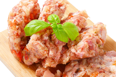 Pork meat with fresh chili pepper in aspicの写真素材