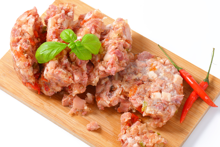 Pork meat with fresh chili pepper in aspicの写真素材