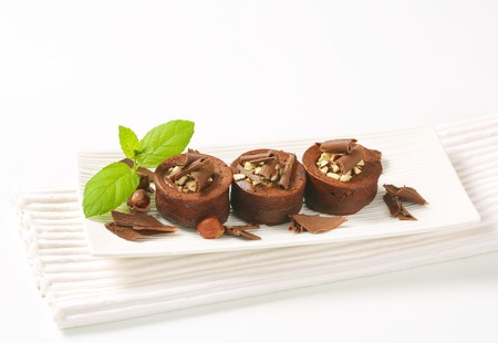 Mini chocolate cakes with hazelnut fillingの写真素材