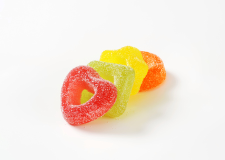 Fruit-flavored gelatin candy coated with sugarの写真素材