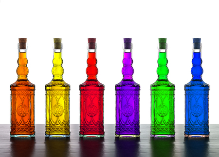 colorful alcohol bottlesの写真素材