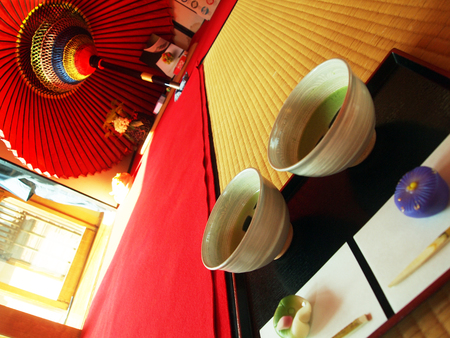 Maccha at a tea house in Tokyoの写真素材