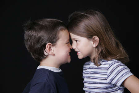 Children Starring at Eachotherの写真素材