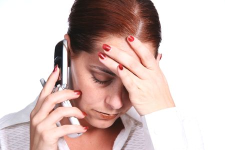 Business Woman on Phone Upsetの写真素材