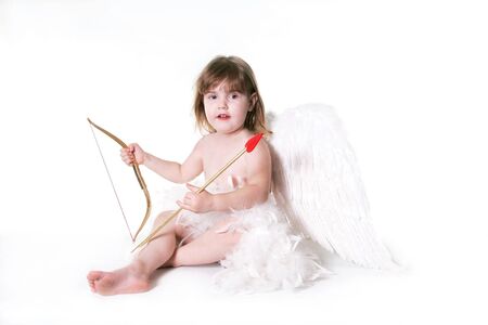 Child Valentine Cupid Isolated on Whiteの写真素材
