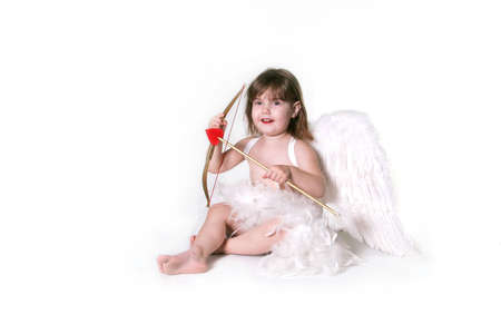 Child Valentine Cupid Isolated on Whiteの写真素材