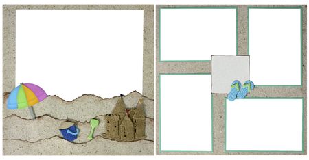 Beach Theme Square Scrapbook Template-Insert your Photos!の写真素材