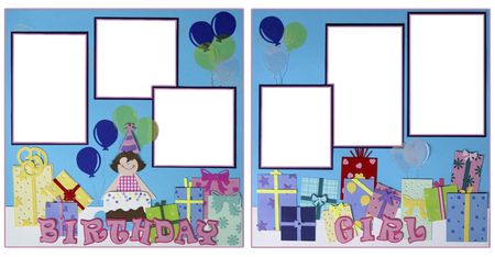 Birthday Girl Scrapbook Page Layout Handcrafted From Paperの写真素材