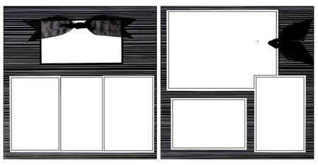 Stripes and Ribbon Square Frame Scrapbook Template-Insert your Photos!の写真素材