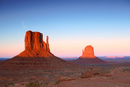 Sundown in Monument Valley, Navajo Nation, Arizona USA の写真素材